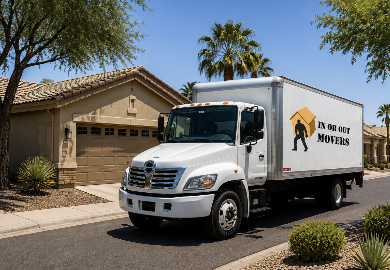 In or Out Movers truck ready for a Phoenix Valley move